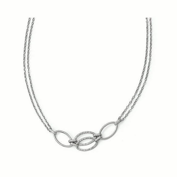 FJC Finejewelers 14k White Gold Polished Double Strand Link Necklace