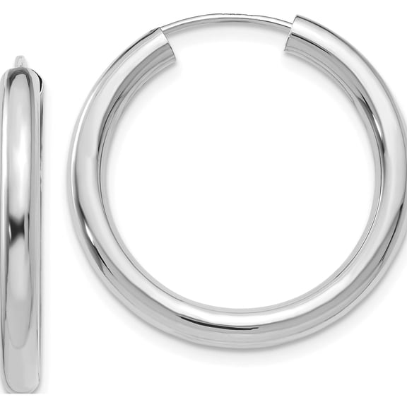 14K White Gold Polished Endless Tube Hoop Earrings (25 X 25) Made In Peru tf805