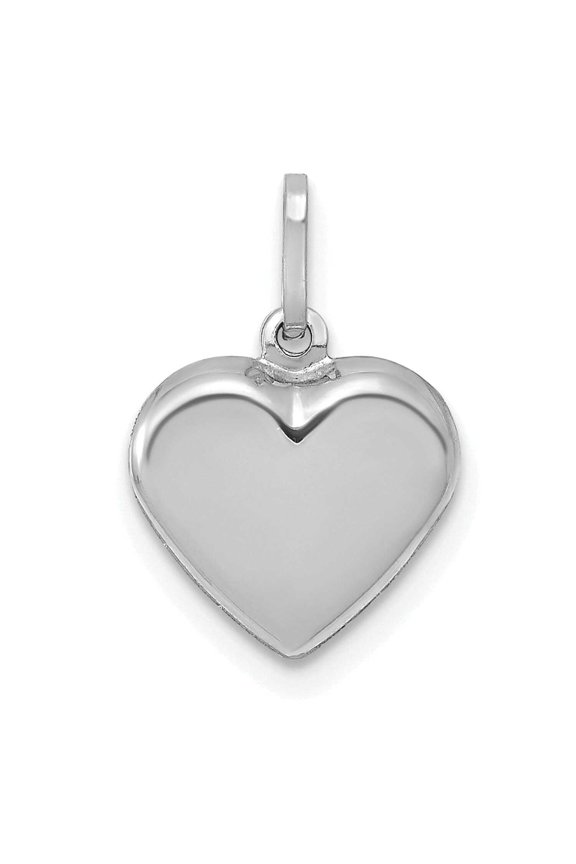 14K White Gold Polished Finish 3-D Heart Pendant