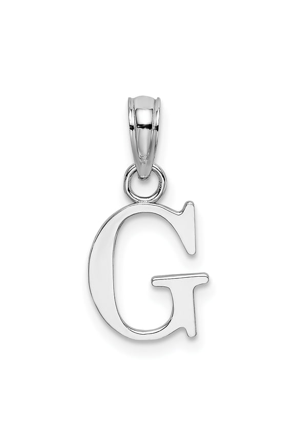 14K White Gold Block Design Small Letter G Initial Charm Pendant