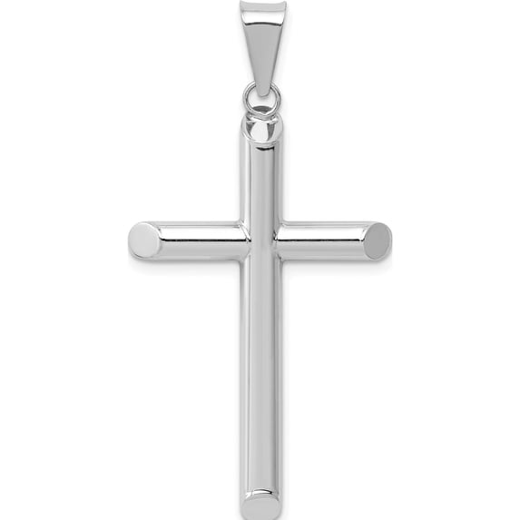 14K White Gold Polished Hollow Cross Pendant (45 X 25) Made In Mexico k3712