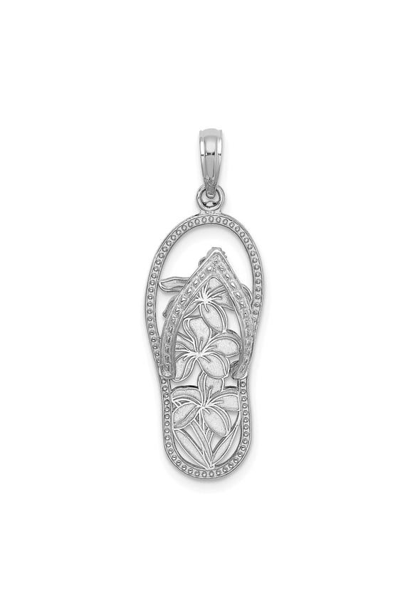 14K White Gold Polished Multi Flower Flip-Flop Charm K7615W