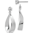 thumbnail image 1 of 14K White Gold Polished Oval Dangle With Cz Stud Earring Jackets (28 X 11) Made In United States ye1485, 1 of 5