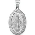 thumbnail image 1 of 14K White Gold Polished/Satin Miraculous Medal Hollow Pendant (30.5 X 15.75) Made In United States xr1278, 1 of 5