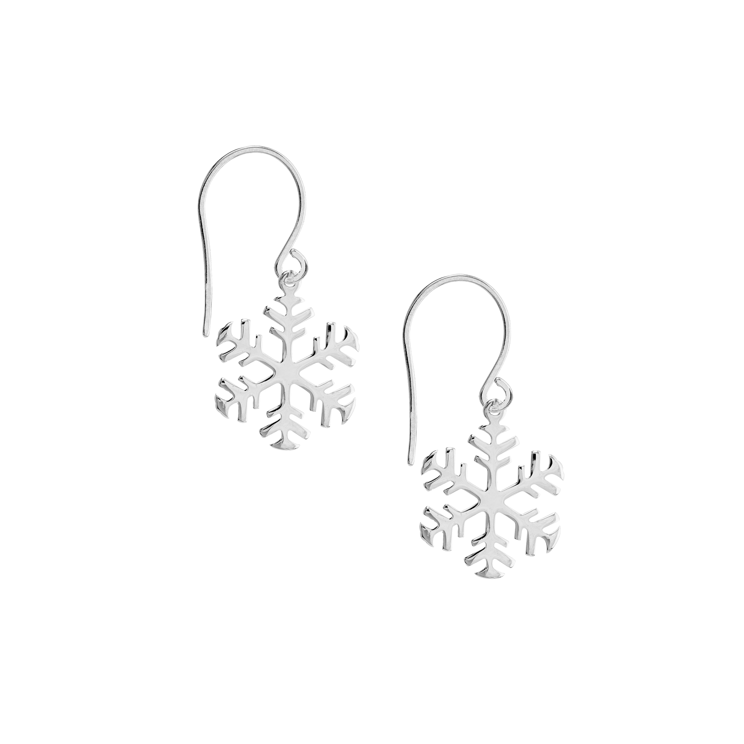 JEWELRY ADDICT 14K White Gold Polished Snowflake Drop Earrings on Fish Hook - Women