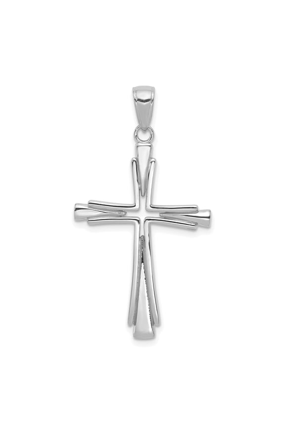 14K White Gold Polished Solid Cross Pendant D1541W