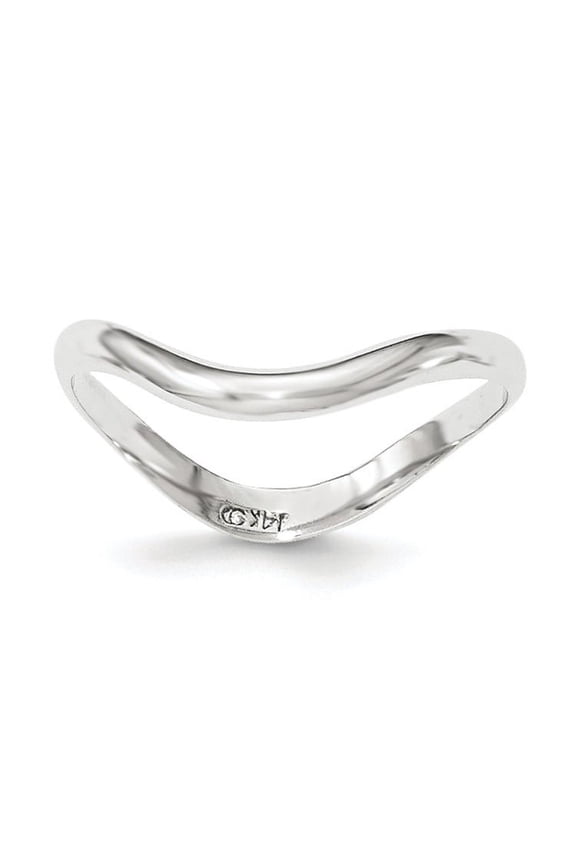 14K White Gold Polished Wave Fashion Thumb Ring