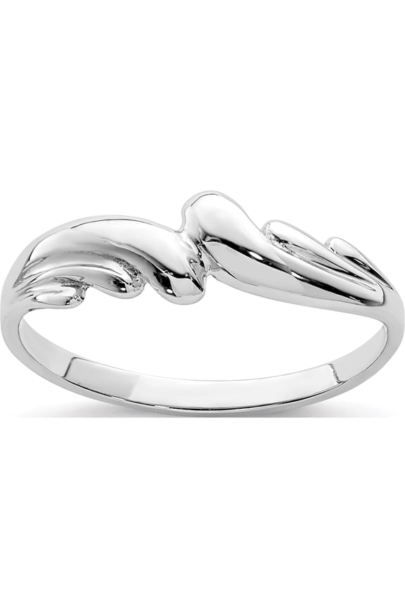 14K White Gold Polished Wave Ring (Size 7) Made In United States d4708