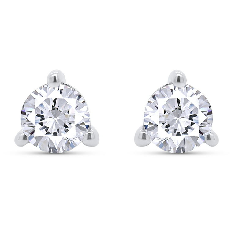 14k White Gold 1/2ct 4mm Round Moissanite 3-Prong Martini Post Earrings 14k White Gold 1/2ct 4mm Round Moissanite 3-Prong Martini Post Earrings