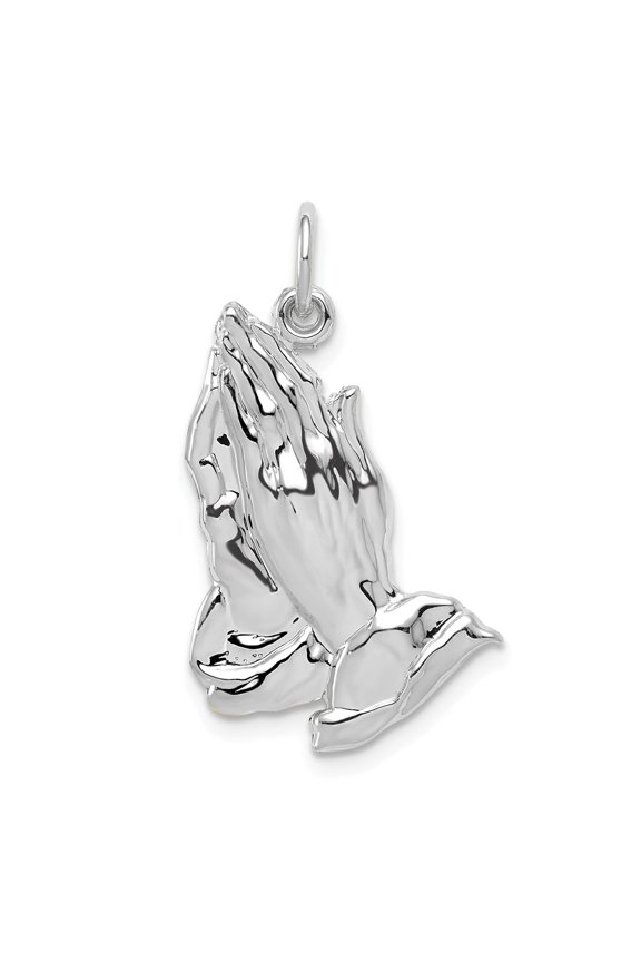 14K White Gold Praying Hands Pendant