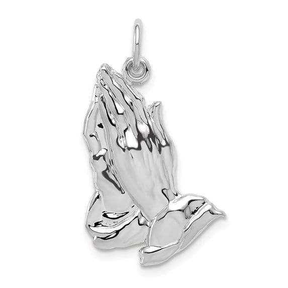 14K White Gold Praying Hands Pendant