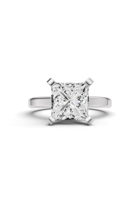 14K White Gold Princess Cut Solitaire Diamond Engagement Ring VS1-VS2 Clarity E-F Color for Women, 0.50 Carat, Size-4.5