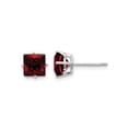 thumbnail image 1 of 14K White Gold Princess Cut Solitaire Stud 6mm Garnet Earrings 2.80 Carat (Ctw) for Women, 1 of 5