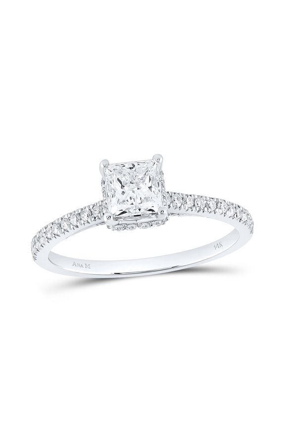 14K White Gold Princess Diamond Solitaire Bridal Wedding Engagement Ring 1 Cttw, Womens Size: 5-10
