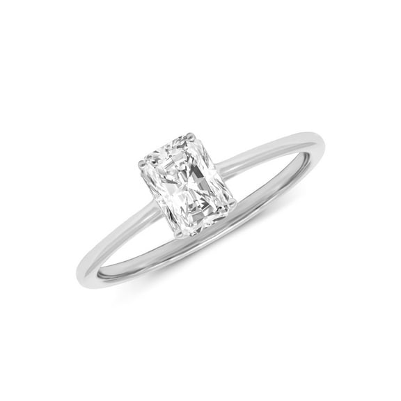 14K White Gold Radiant Shape Lab Grown Diamond Basket Split Shank Solitaire Engagement Ring - 1 Carat (Ring Size: 4.5)