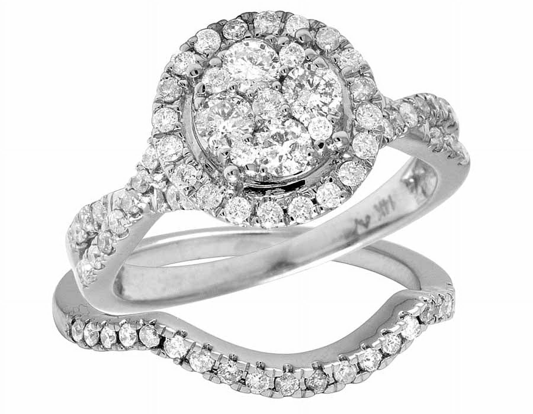 14K White Gold Real Diamond Infinity 2 Piece Ring Set 1.0CT