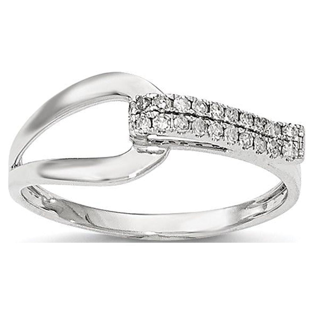 14K White Gold Real Diamond Ring - Walmart.com