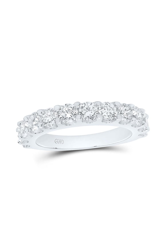 14K White Gold Real Prong Set Diamond 1 Row Wedding Band Anniversary Ring 2 CT