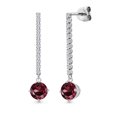 thumbnail image 1 of 14K White Gold Red Rhodolite Garnet and White Lab Grown Diamond Long Liner Dangle Earrings for Women | 2.36 Cttw | Gemstone January Birthstone | Round 6MM | White Gold Chain Drop Earrings, 1 of 6