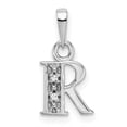 thumbnail image 1 of 14K White Gold Rhodium-plated Diamond Letter R Initial Pendant, 1 of 1