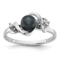 thumbnail image 1 of 14K White Gold Ring Band 1 to 9 mm (tapered) Polished Diamond & Pearl Mounting, Size 9, 1 of 1
