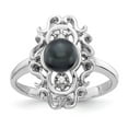 thumbnail image 1 of 14K White Gold Ring Band 2 mm Polished Diamond & Pearl Scroll Mounting, 1 of 1