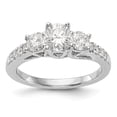 thumbnail image 1 of 14K White Gold Ring Band 3-Stone Lab Grown Diamond SI1 SI2, G H I, Engagement, Size 7, 1 of 1