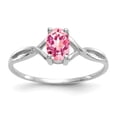 thumbnail image 1 of 14K White Gold Ring Band Birthstone (10) October Pink Tourmaline Oval, Size 7, 1 of 5