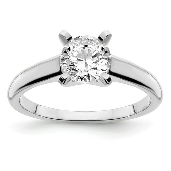 14K White Gold Ring Band Diamond Lab Grown Round 4mm Rnd Solit. VS SI, D E F, Sz 7