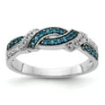 thumbnail image 1 of 14K White Gold Ring Band Diamond Round & Blue, Size 5, 1 of 5