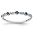 thumbnail image 1 of 14K White Gold Ring Band Diamond Round Blue White, Size 5, 1 of 5