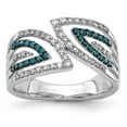 thumbnail image 1 of 14K White Gold Ring Band Diamond Round Blue White, Size 6, 1 of 3