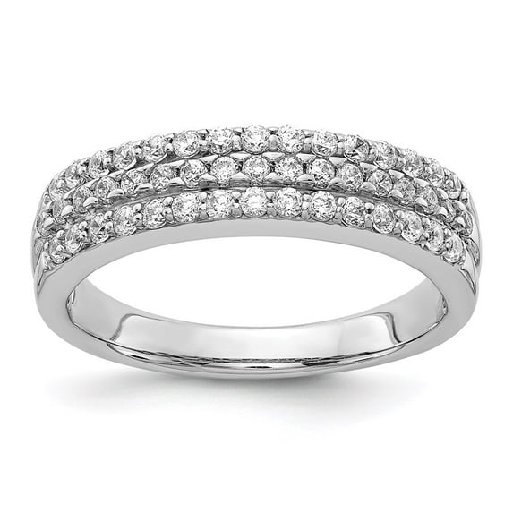 14K White Gold Ring Band Diamond Round, Size 5