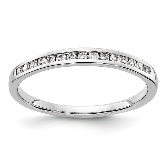 14K White Gold Ring Band Diamond Round, Size 7