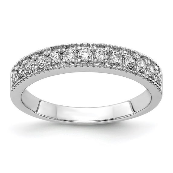 14K White Gold Ring Band Diamond Round, Size 8
