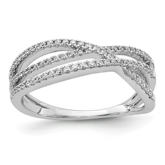 14K White Gold Ring Band Diamond Round, Size 9