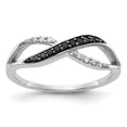thumbnail image 1 of 14K White Gold Ring Band Diamond Round with Black and, Size 7, 1 of 5