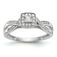 thumbnail image 1 of 14K White Gold Ring Band Engagement Diamond Square Round, Size 7, 1 of 7