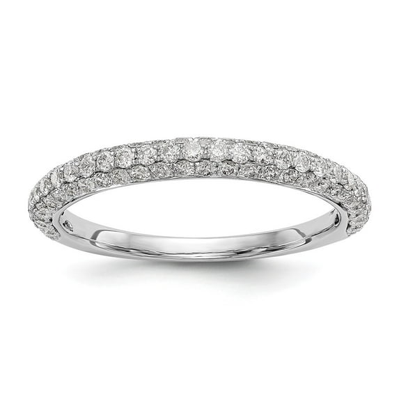14K White Gold Ring Band Engagement Peg Set Diamond Round, Size 8