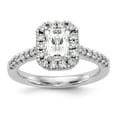 thumbnail image 1 of 14K White Gold Ring Band Engagement Semi Mount Emerald (4 Prong) center Stone Mounting Octagon Diamond, Lab Grown Round, Size 5, 1 of 8