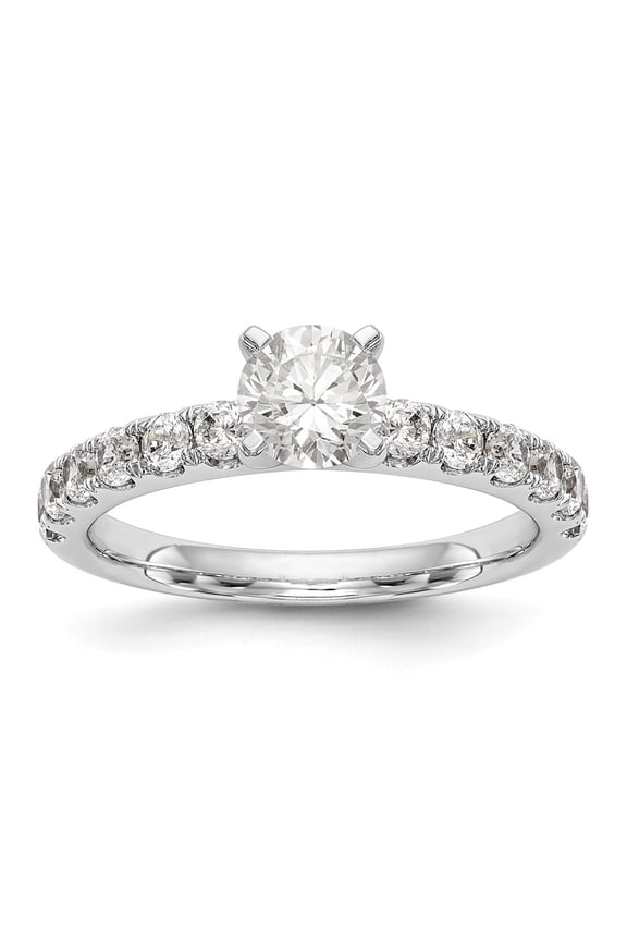 14K White Gold Ring Band Engagement Semi Mount Peg Set center Stone Mounting Diamond, Lab Grown Round