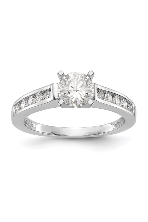 14K White Gold Ring Band Engagement Semi Mount Peg Set center Stone Mounting Round Diamond