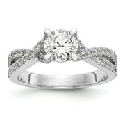 GEMAPEX 14K White Gold Ring Band Engagement Semi Mount Round (4 Prong) center Stone Mounting Diamond, Lab Grown