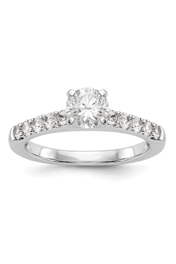 14K White Gold Ring Band Engagement Semi Mount center Stone Mounting Round Diamond, Size 5