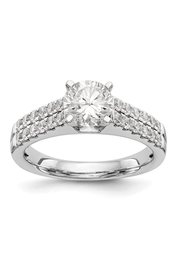 14K White Gold Ring Band Engagement Semi Mount center Stone Mounting Round Diamond, Size 7