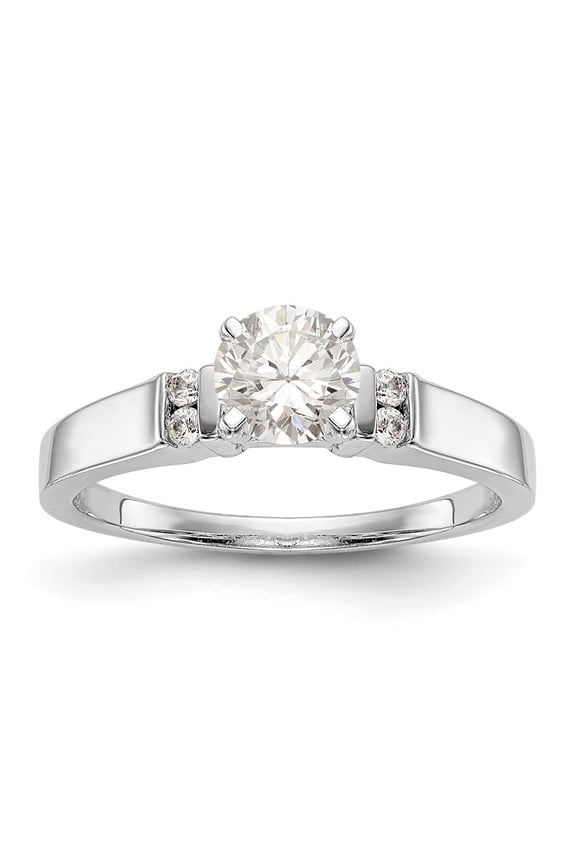 14K White Gold Ring Band Engagement Semi Mount center Stone Mounting Round Diamond, Size 8