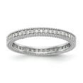 thumbnail image 1 of 14K White Gold Ring Band Eternity Diamond Round Polished 1 3CT Milgrain Edge , Size 6, 1 of 5