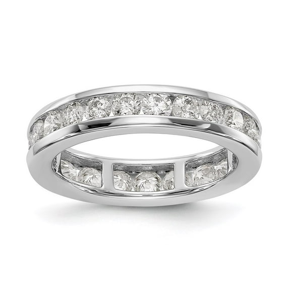 14K White Gold Ring Band Eternity Diamond Round Polished 2ct Channel Set , Size 7