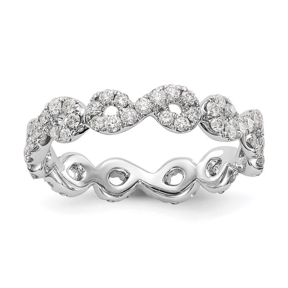 14K White Gold Ring Band Eternity Diamond Round Polished Infinity Shared U Prong Size 5.5 B, Size 5