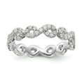 thumbnail image 1 of 14K White Gold Ring Band Eternity Diamond Round Polished Infinity Shared U Prong Size 7 Ban, 1 of 5